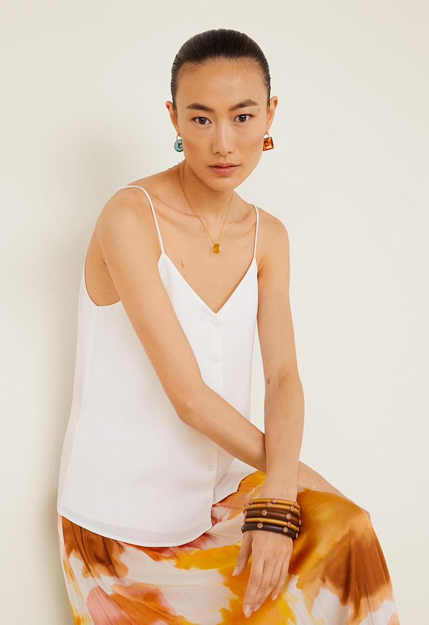 MANGO - Thin strap cami - white