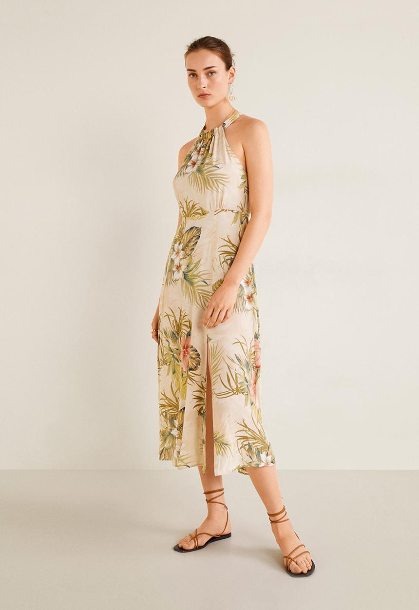 MANGO - Halter neck dress - beige