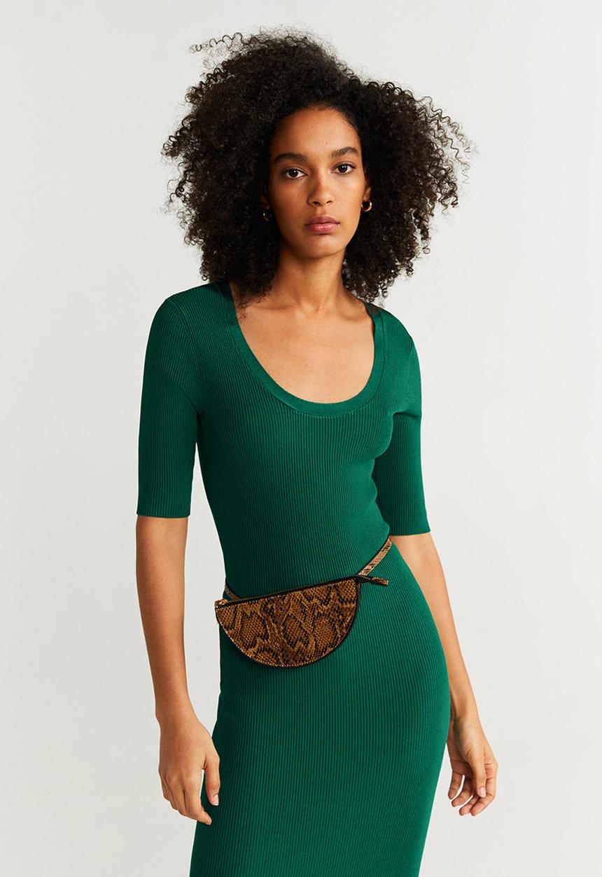 MANGO - Tailored ribbed dress - green