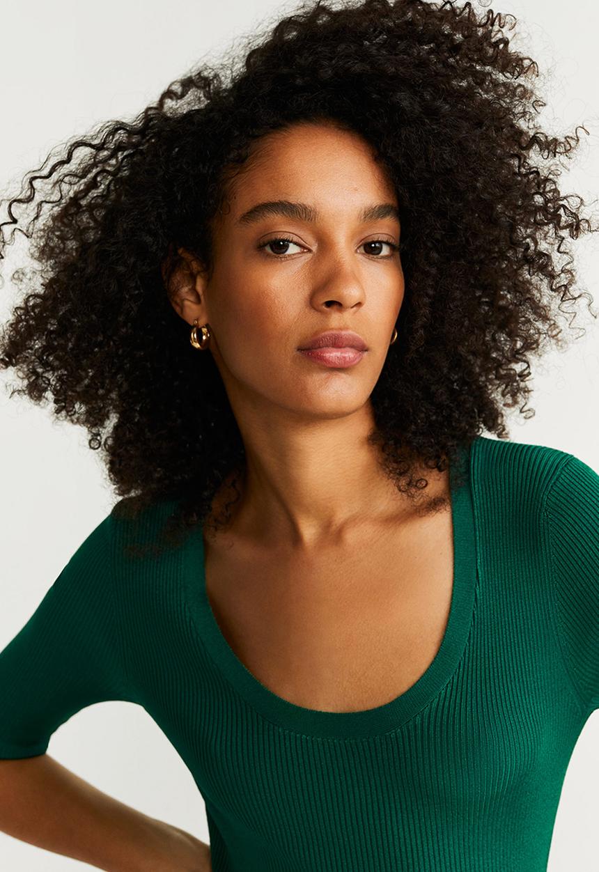 MANGO - Tailored ribbed dress - green