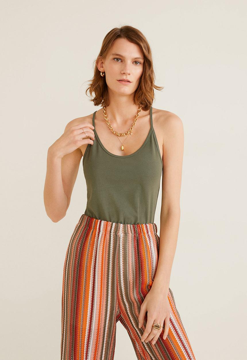 MANGO - Strap top - khaki