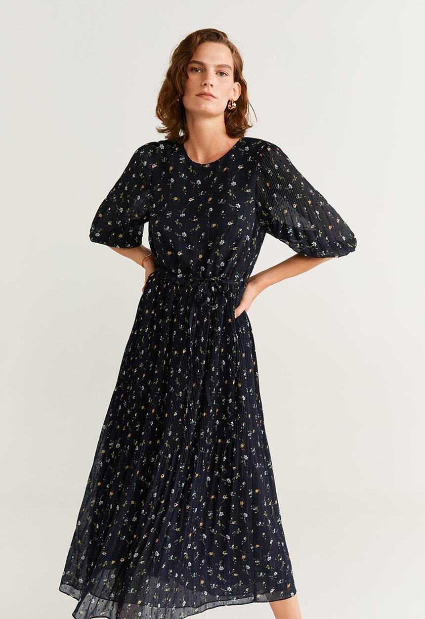 MANGO - Pleated dress - navy