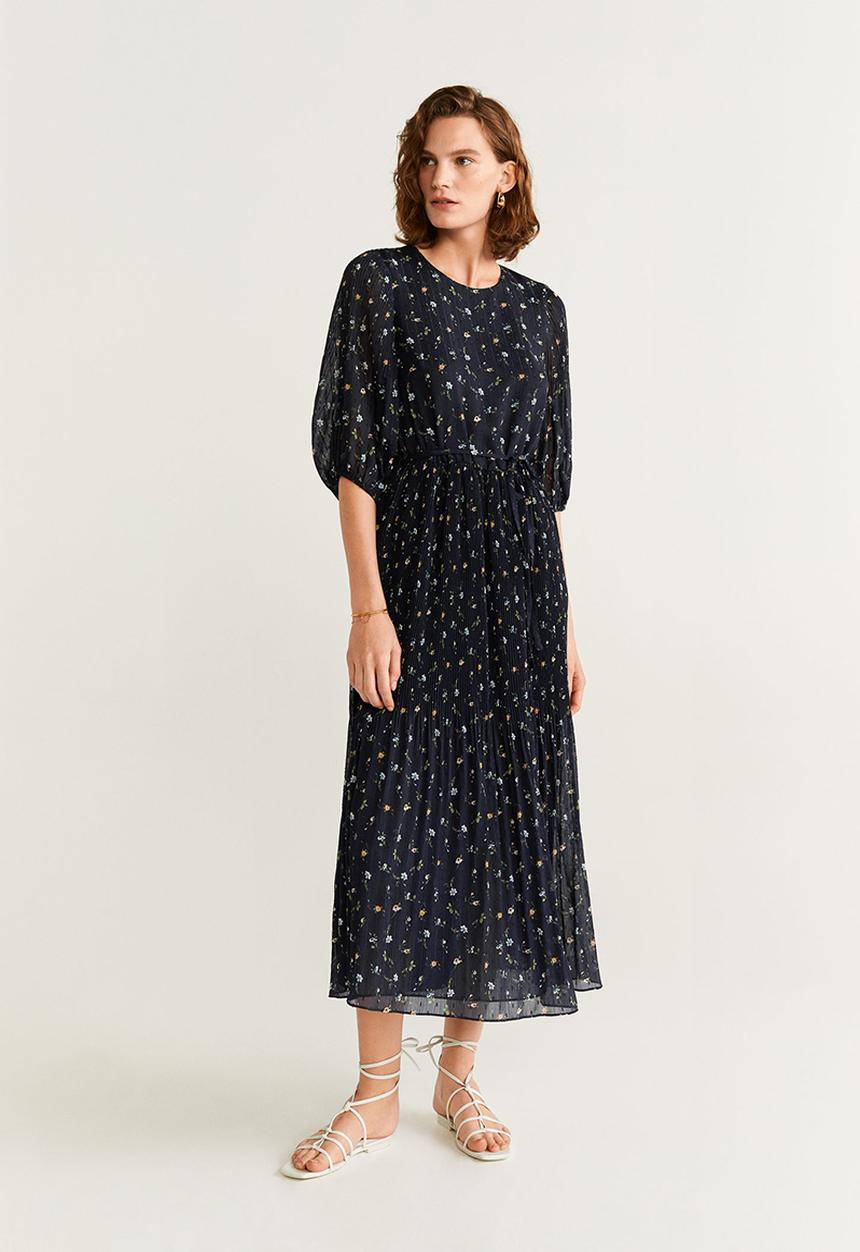 MANGO - Pleated dress - navy