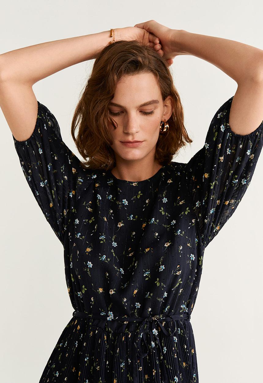 MANGO - Pleated dress - navy