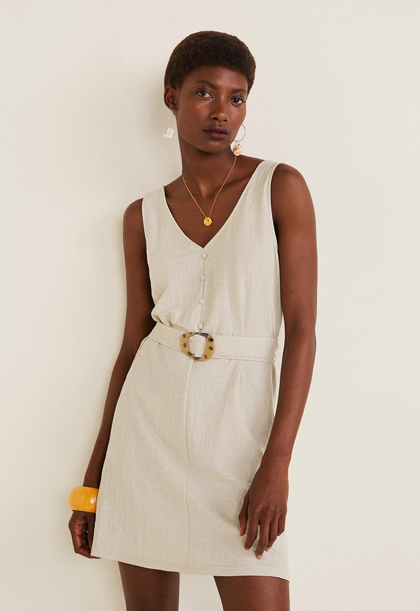 MANGO - Belt detail dress - grey