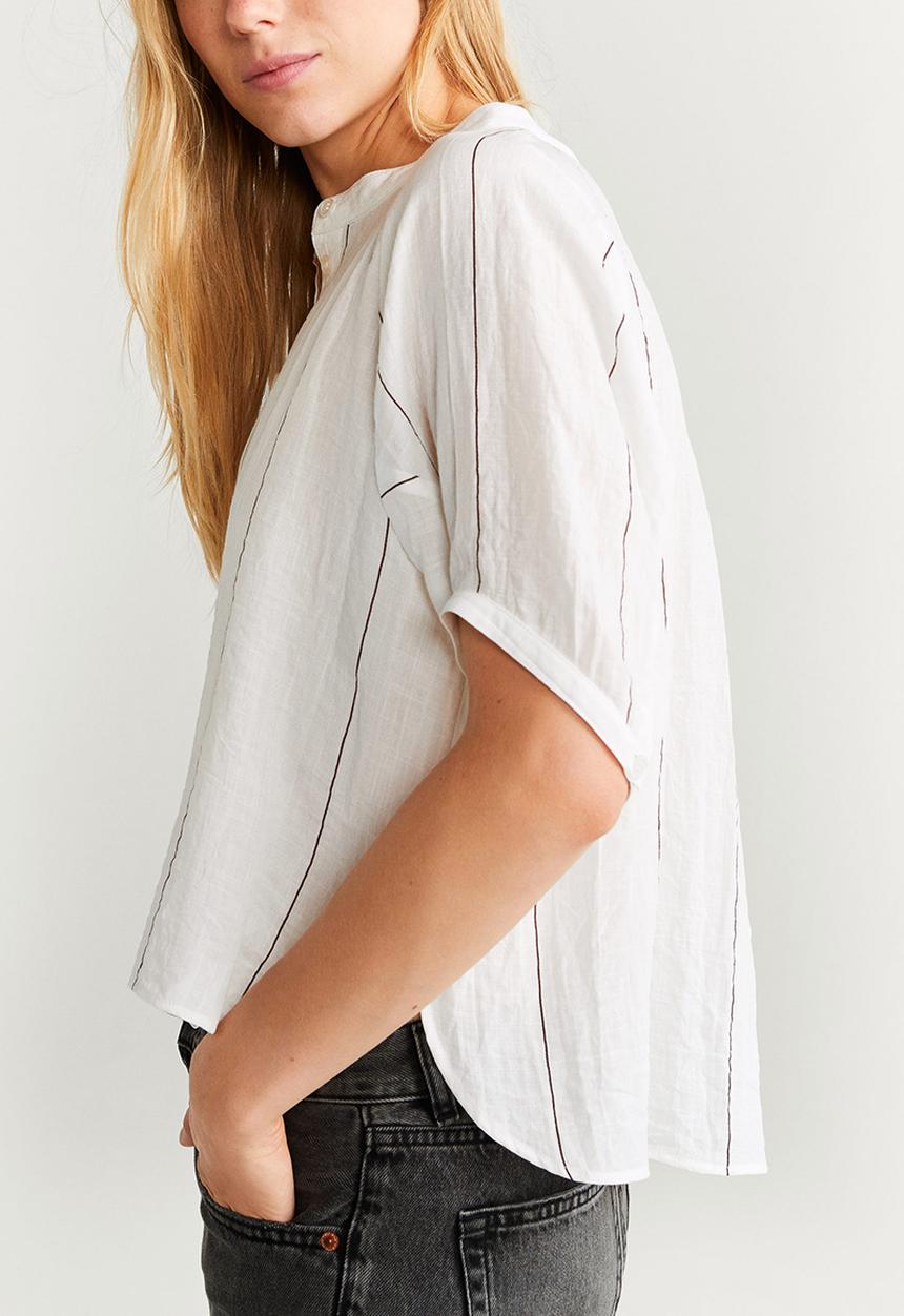 MANGO - Short sleeve blouse - white
