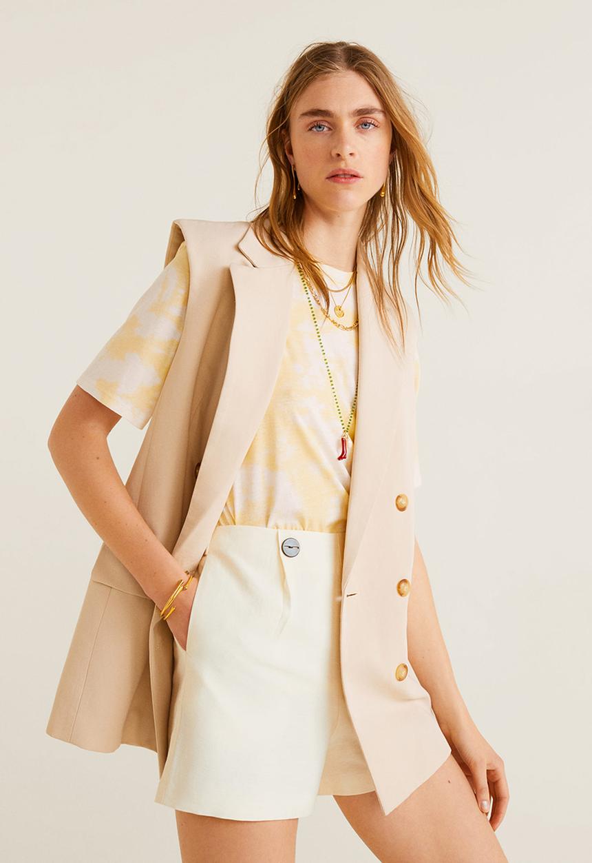 MANGO - Buttoned highwaist shorts - white