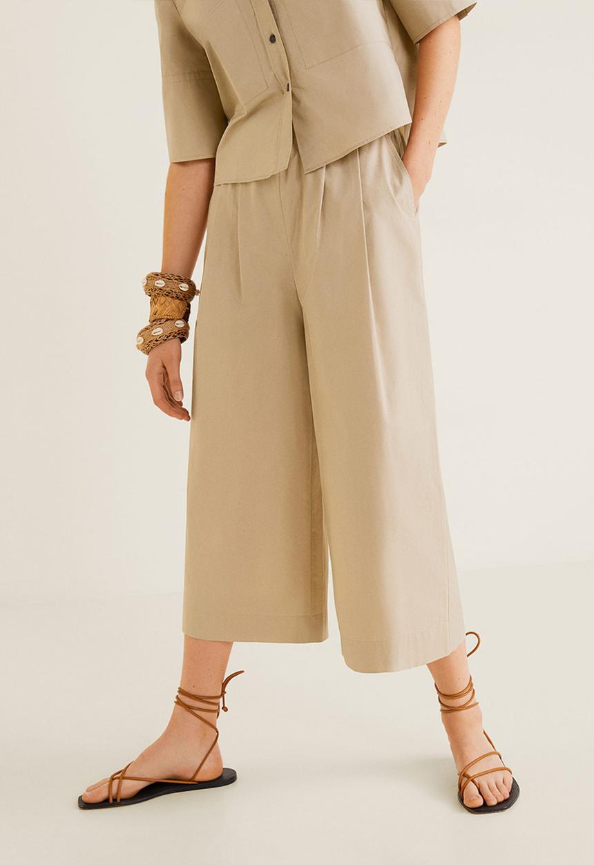MANGO - Paperbag trousers - beige