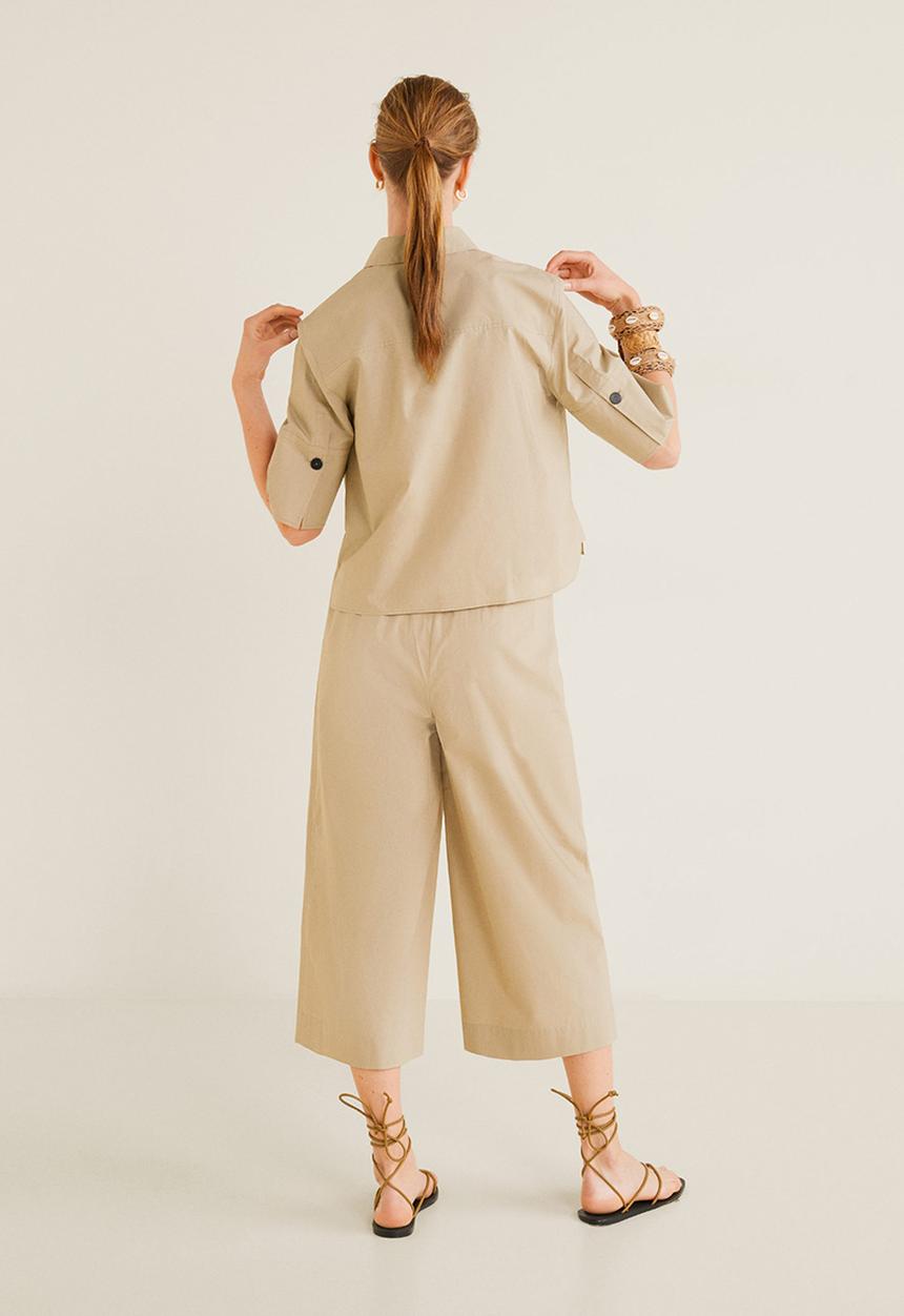 MANGO - Paperbag trousers - beige