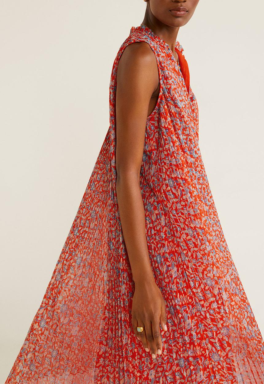MANGO - Pleat detail dress - red