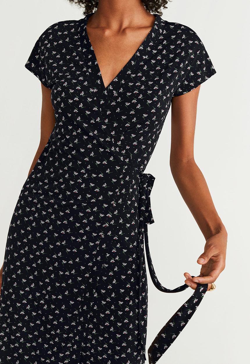 MANGO - Wrap dress - black & white