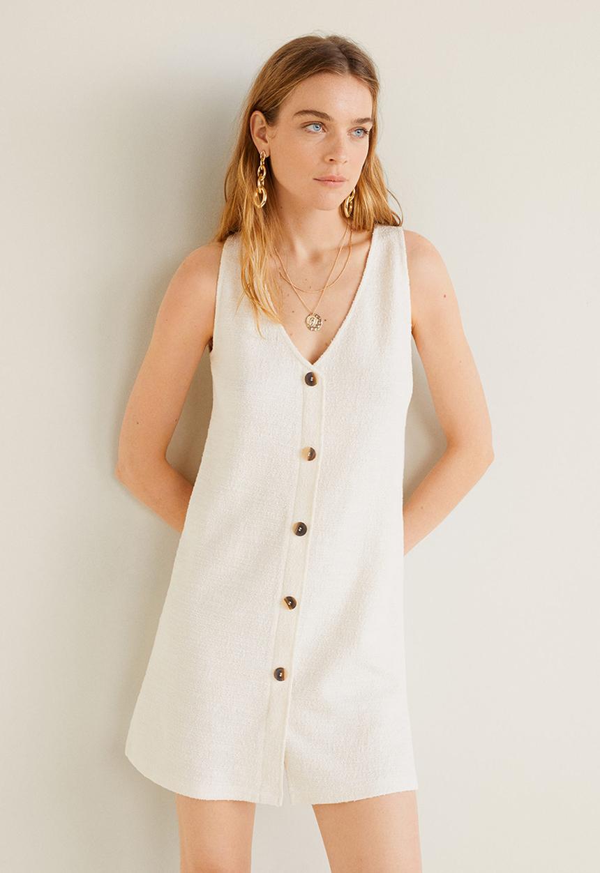 MANGO - Button detail dress - white