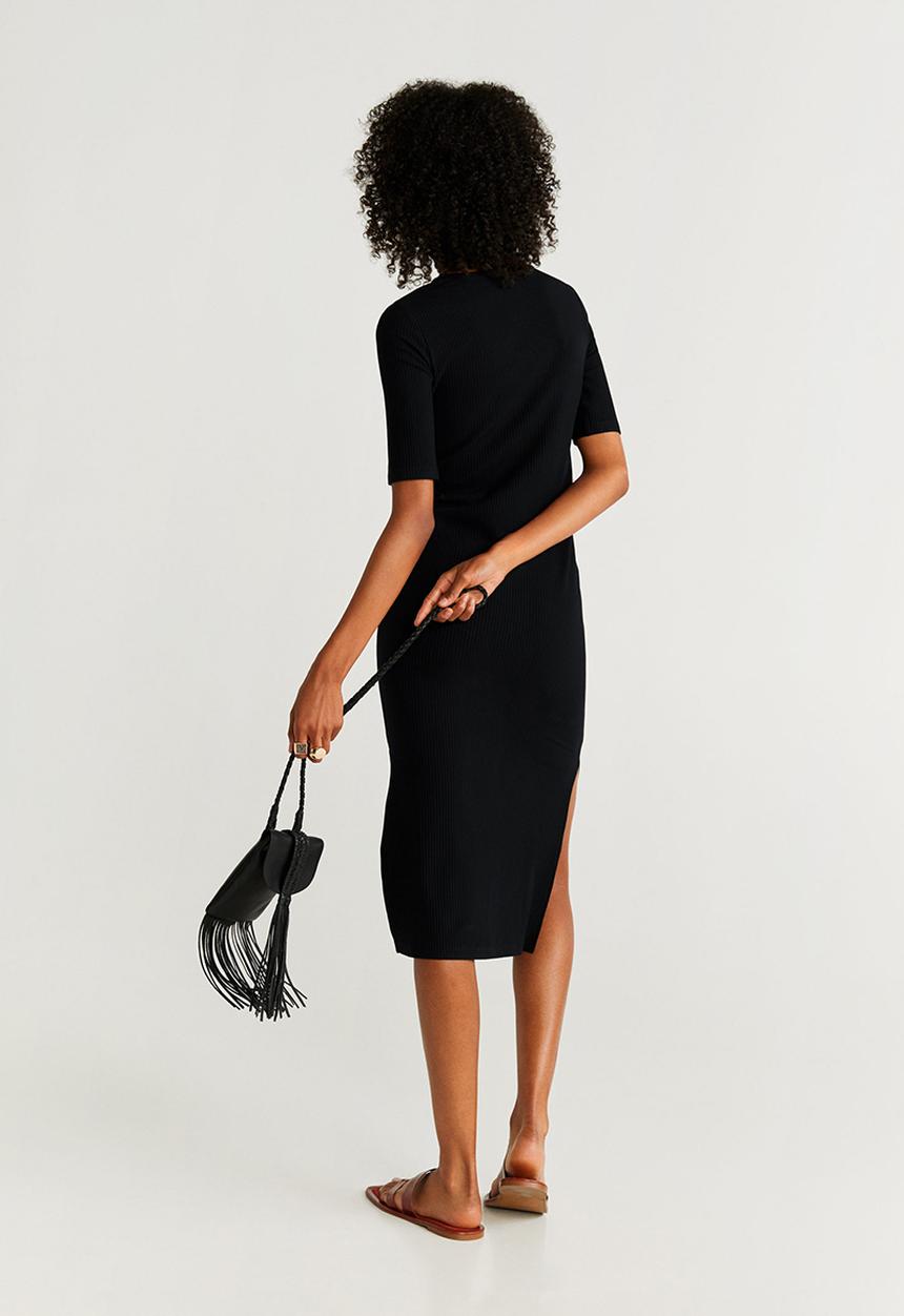 MANGO - Ribbed midi dress - black
