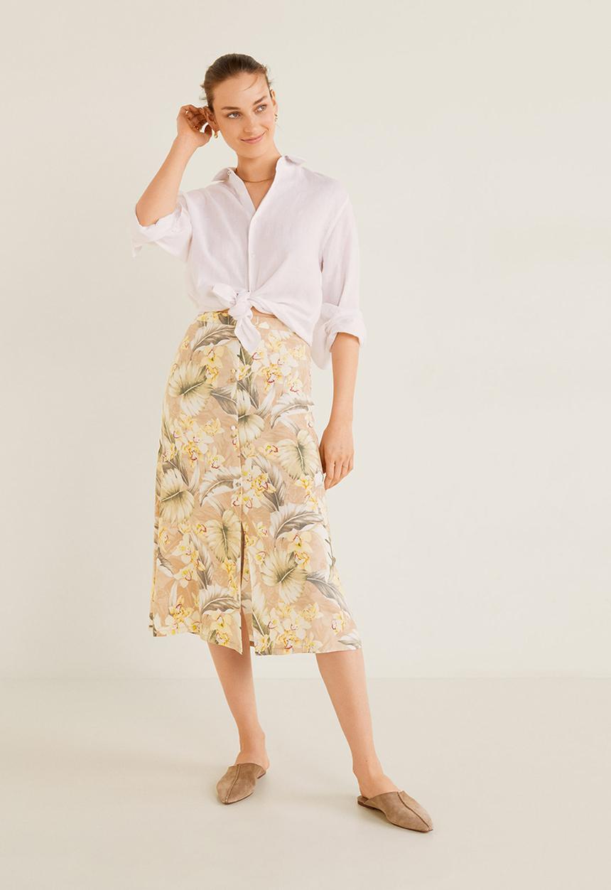 MANGO - All over print skirt - neutral