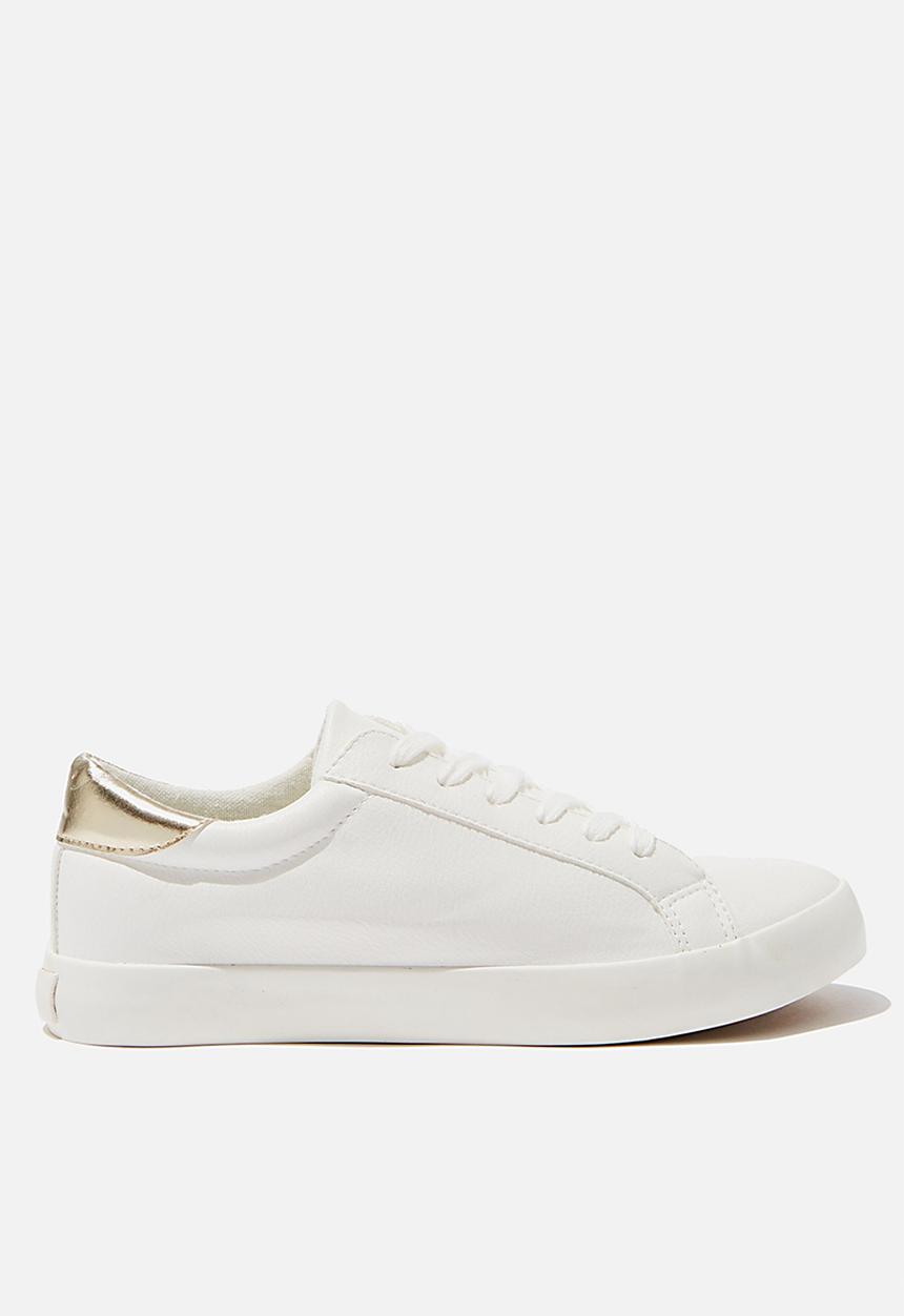 Cotton On - Ally low rise sneaker - white & gold