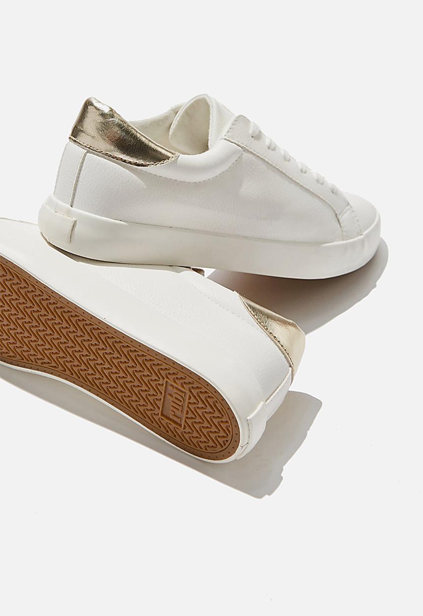 Cotton On - Ally low rise sneaker - white & gold