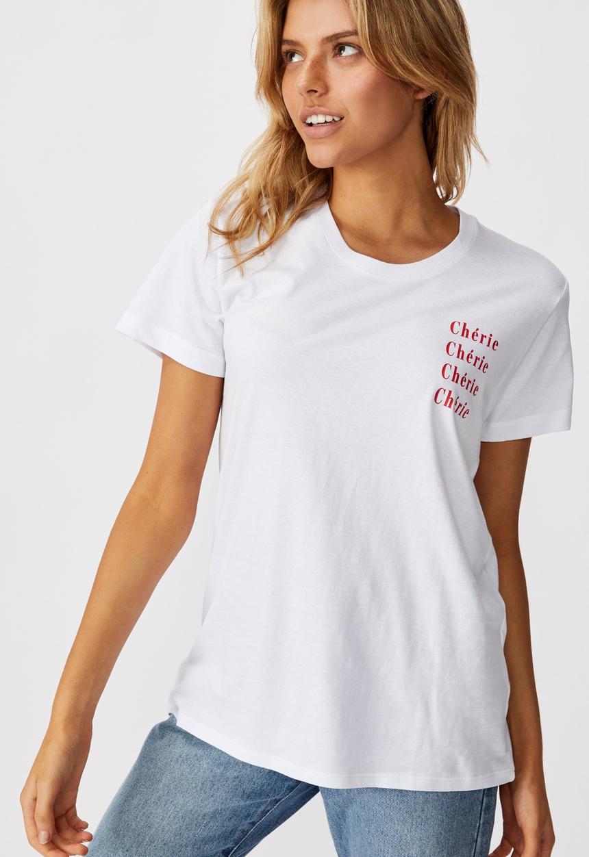 Cotton On - Classic slogan T-shirt cherie cherie - white