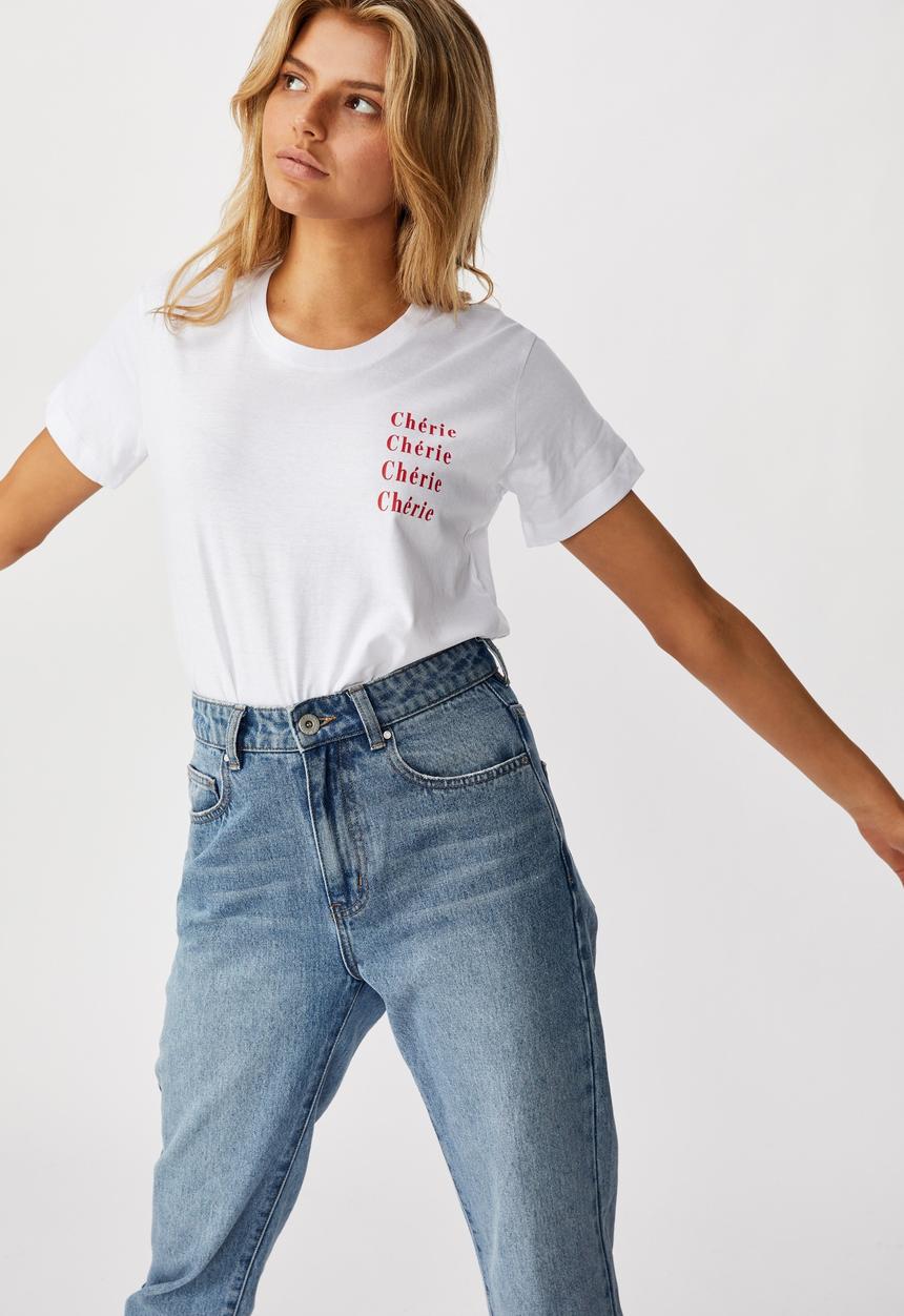 Cotton On - Classic slogan T-shirt cherie cherie - white