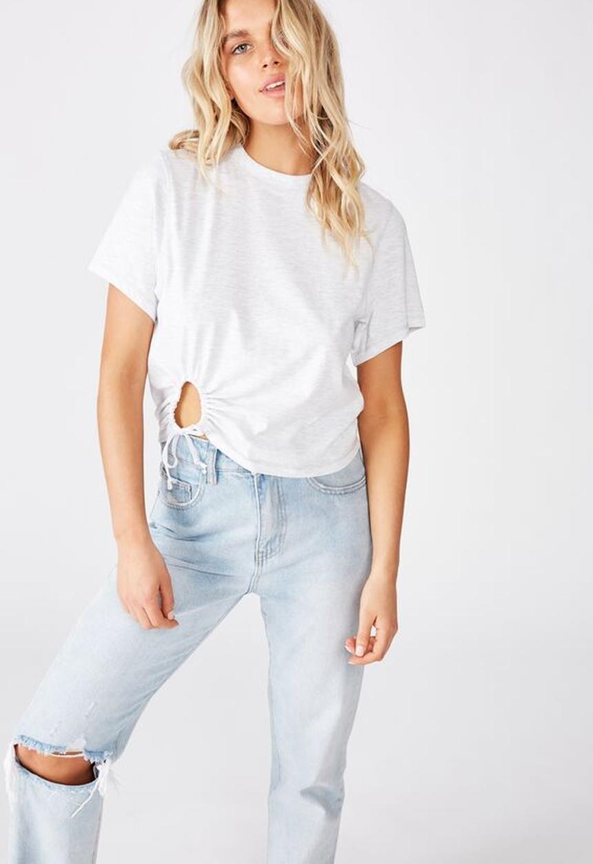 Cotton On - Franklin keyhole tie front short sleeve top - grey