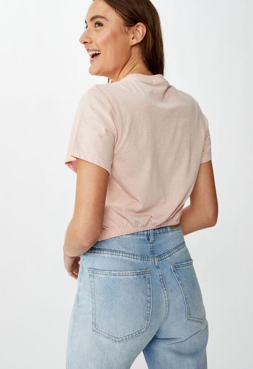 Cotton On - Franklin keyhole tie front short sleeve top - pink