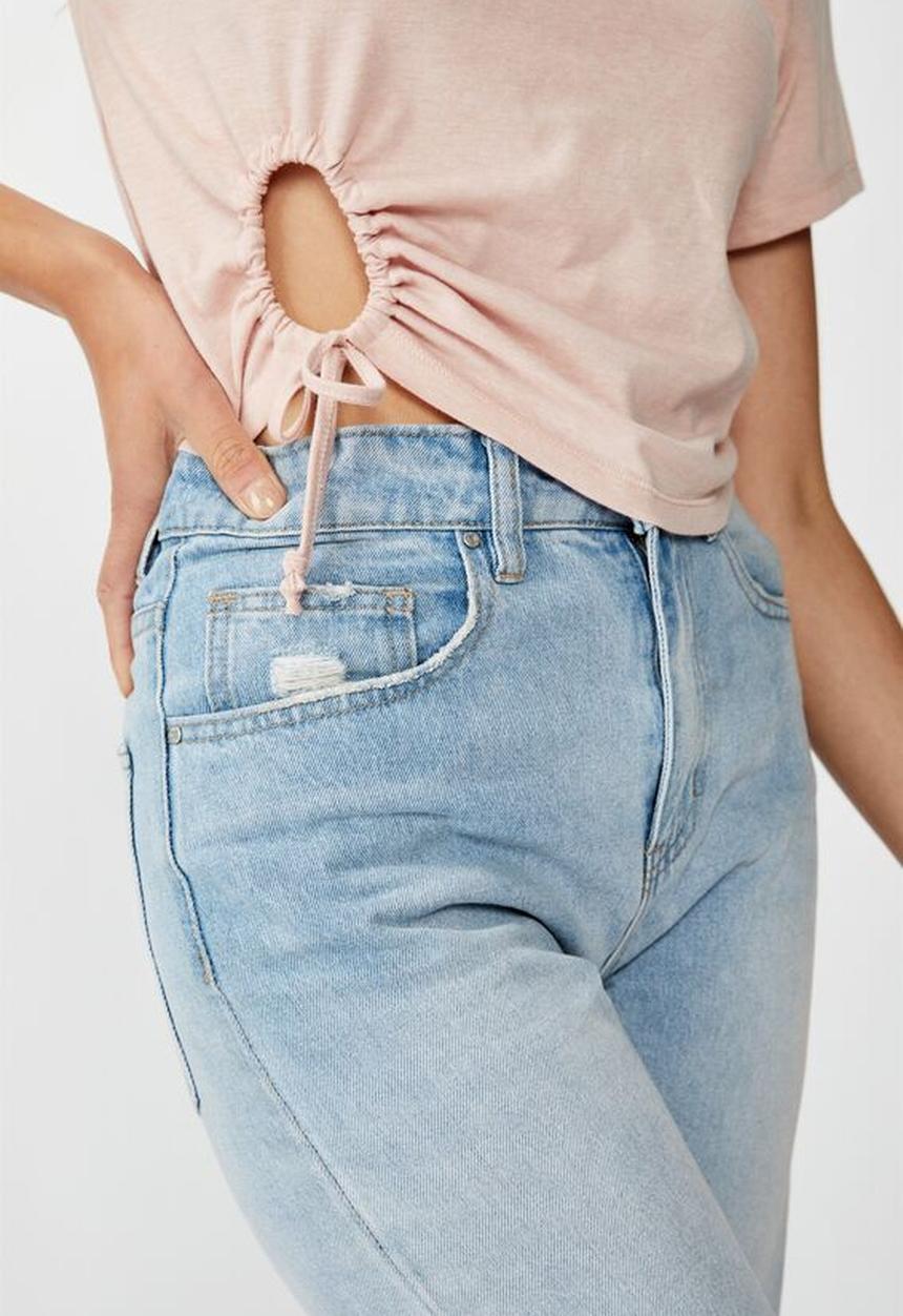 Cotton On - Franklin keyhole tie front short sleeve top - pink