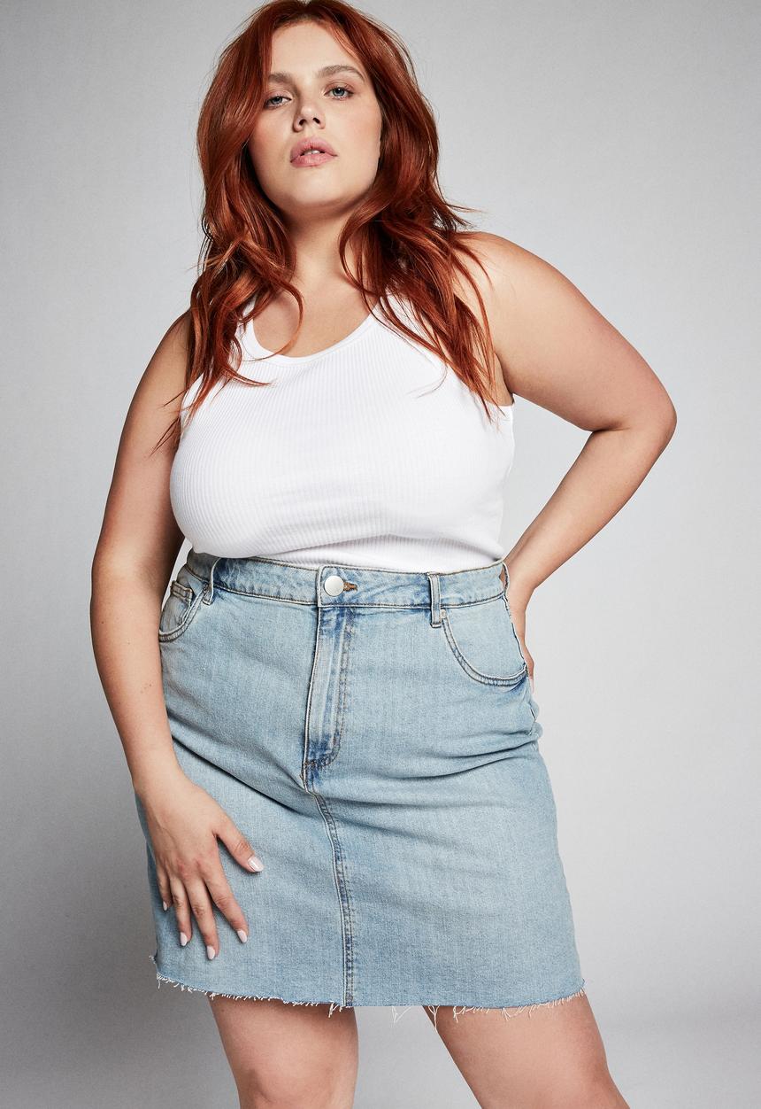Cotton On - Curve denim skirt - blue
