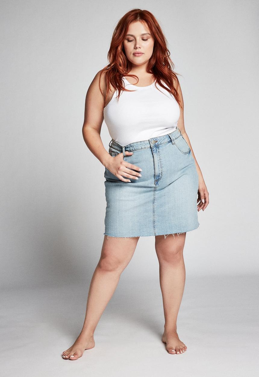Cotton On - Curve denim skirt - blue