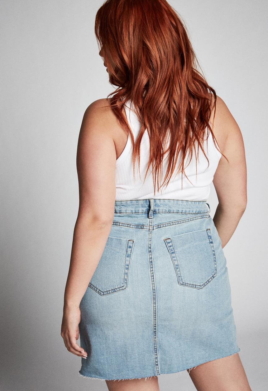 Cotton On - Curve denim skirt - blue