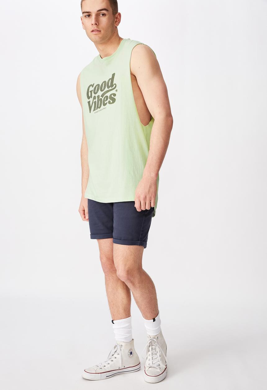 Factorie - Good vibes graphic muscle tank - green 
