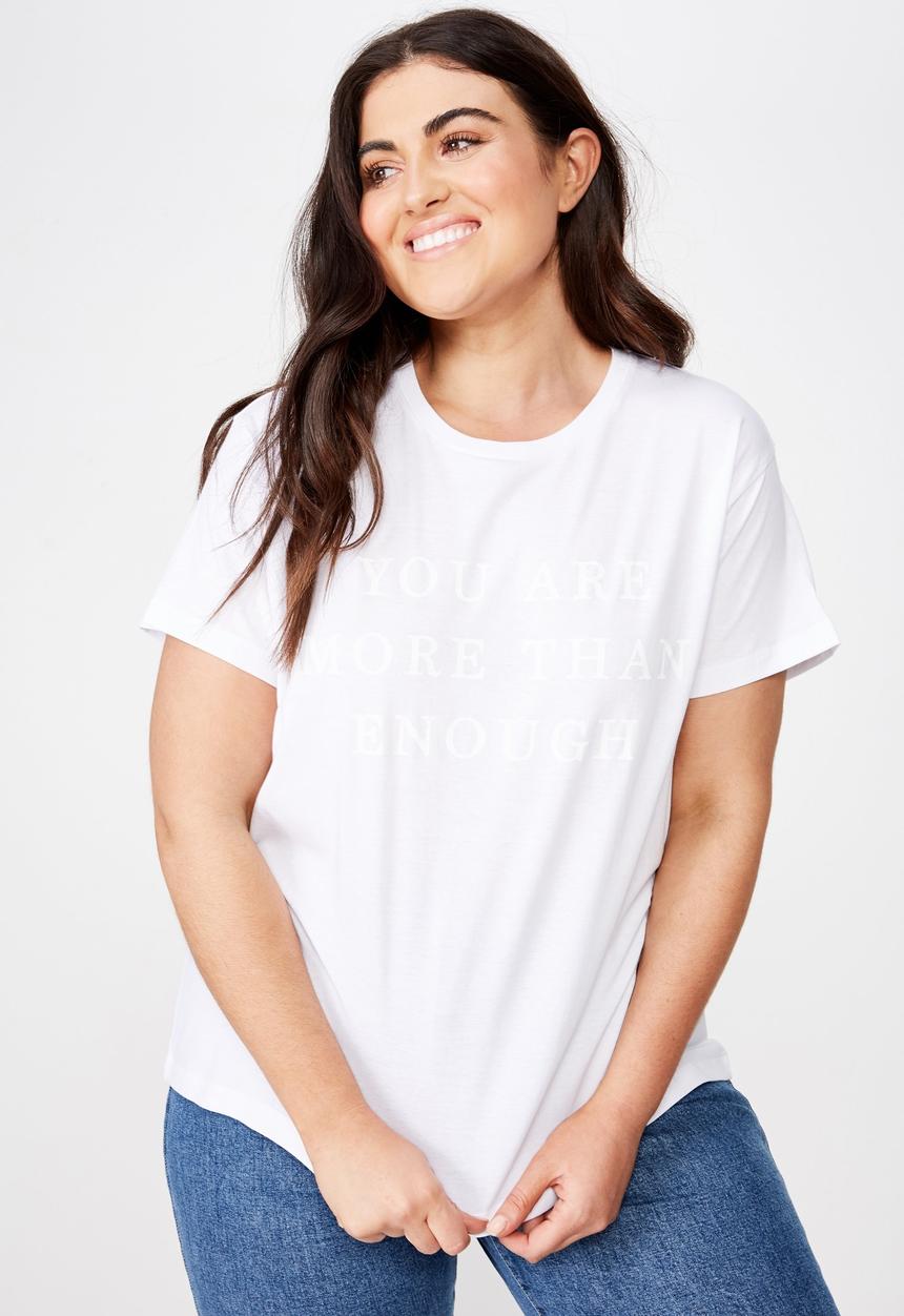 Cotton On - Curve graphic tee you are more than enough - white