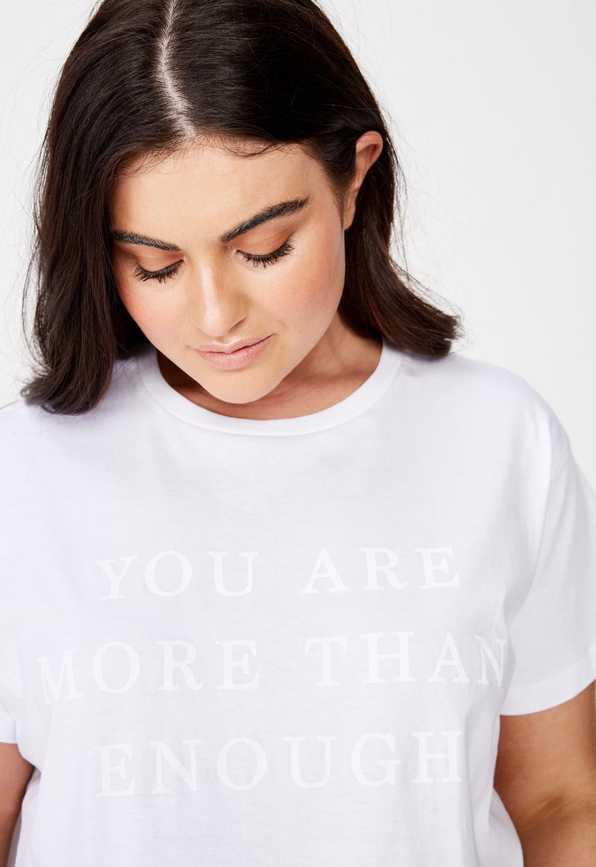 Cotton On - Curve graphic tee you are more than enough - white