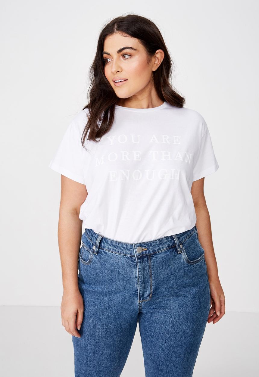 Cotton On - Curve graphic tee you are more than enough - white
