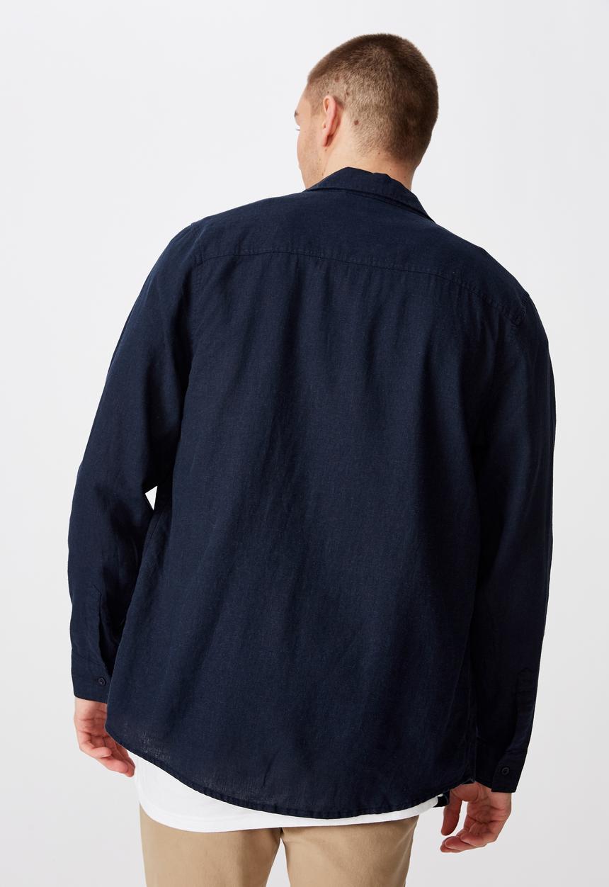Factorie - Long sleeve linen blend shirt - navy