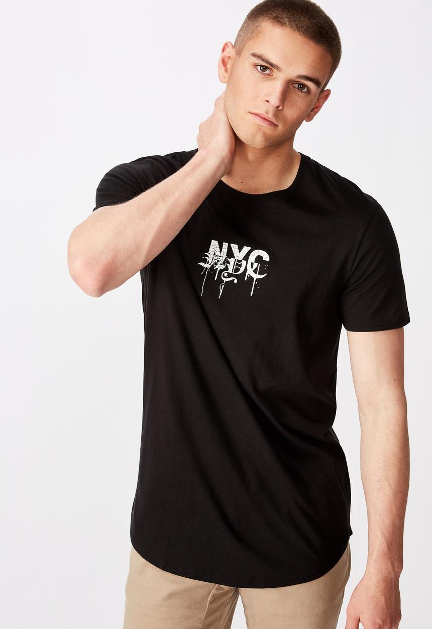 Factorie - Curved graphic T-shirt - black