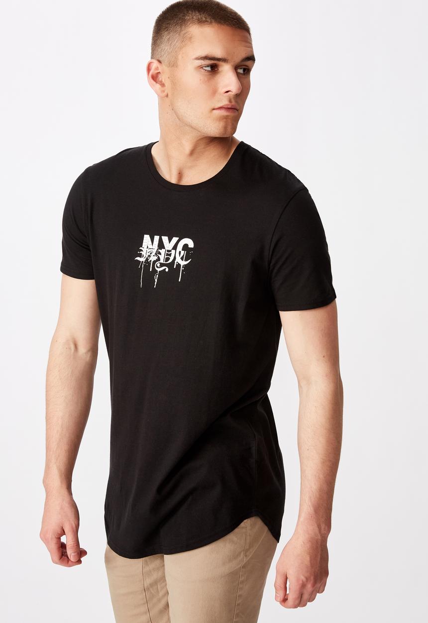 Factorie - Curved graphic T-shirt - black