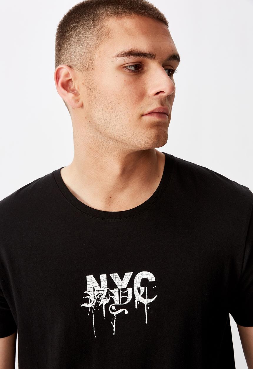 Factorie - Curved graphic T-shirt - black