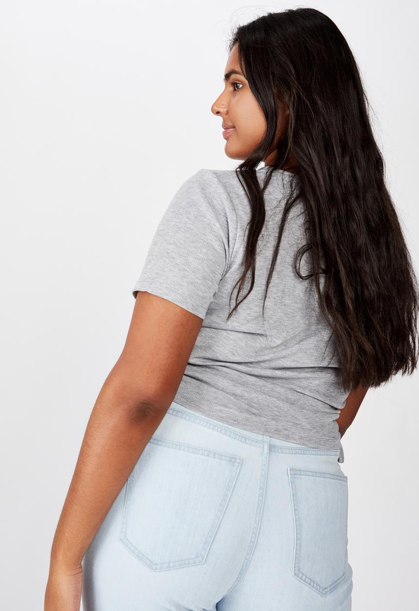 Cotton On - Curve millicent crew neck side tie - grey 