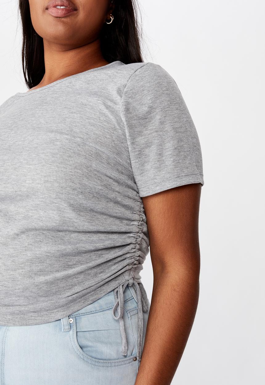 Cotton On - Curve millicent crew neck side tie - grey 
