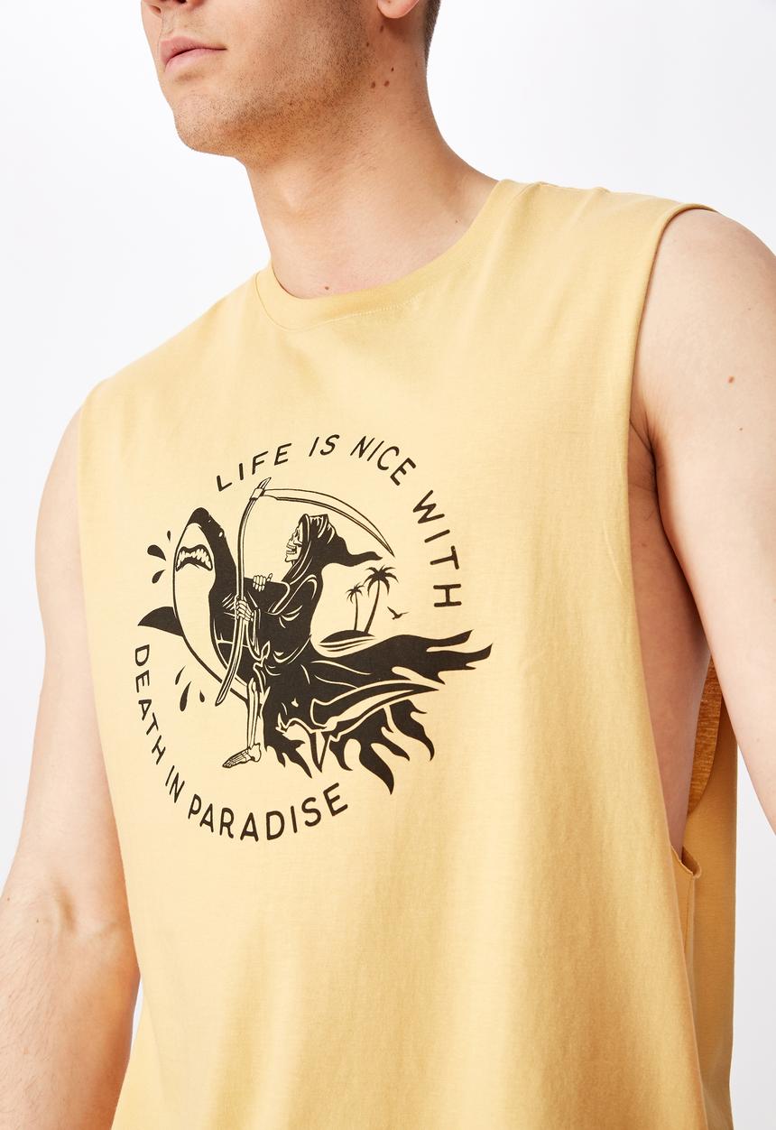 Factorie - Nice life graphic muscle tank - yellow 