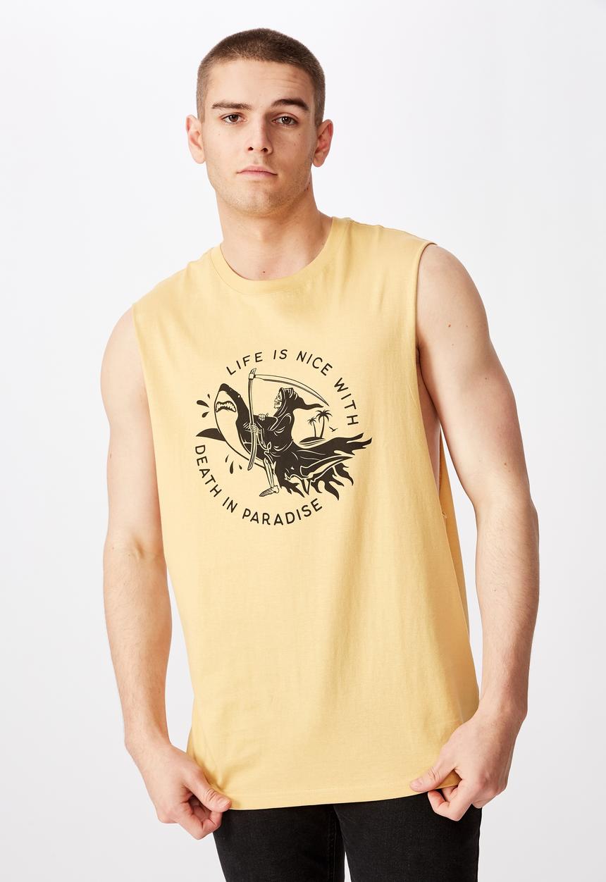 Factorie - Nice life graphic muscle tank - yellow 