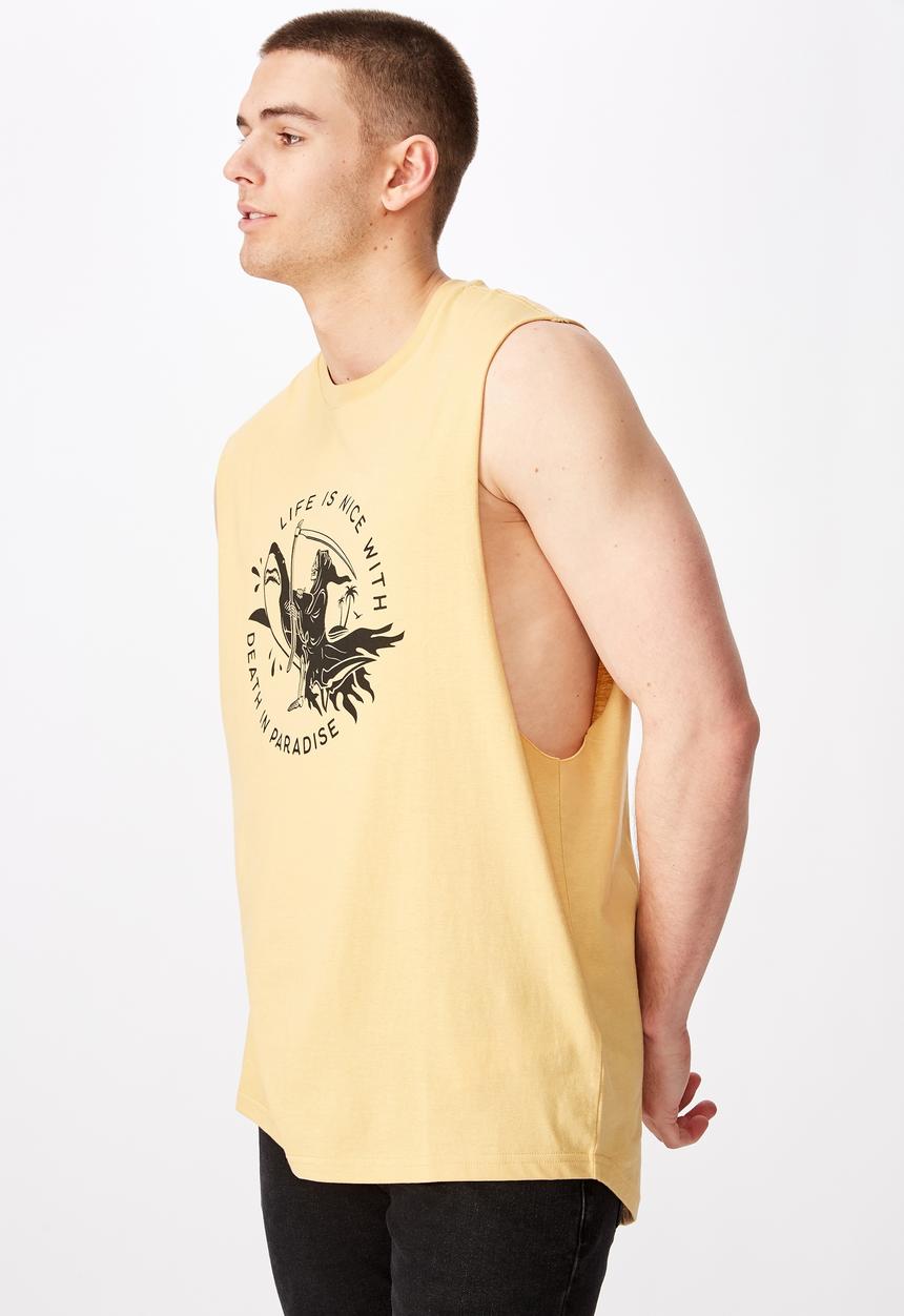 Factorie - Nice life graphic muscle tank - yellow 