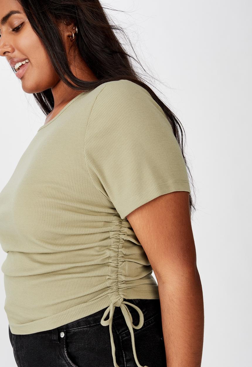 Cotton On - Curve millicent crew neck side tie - green