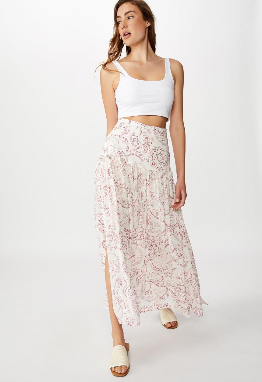 Cotton On - Nadia maxi skirt - white & pink
