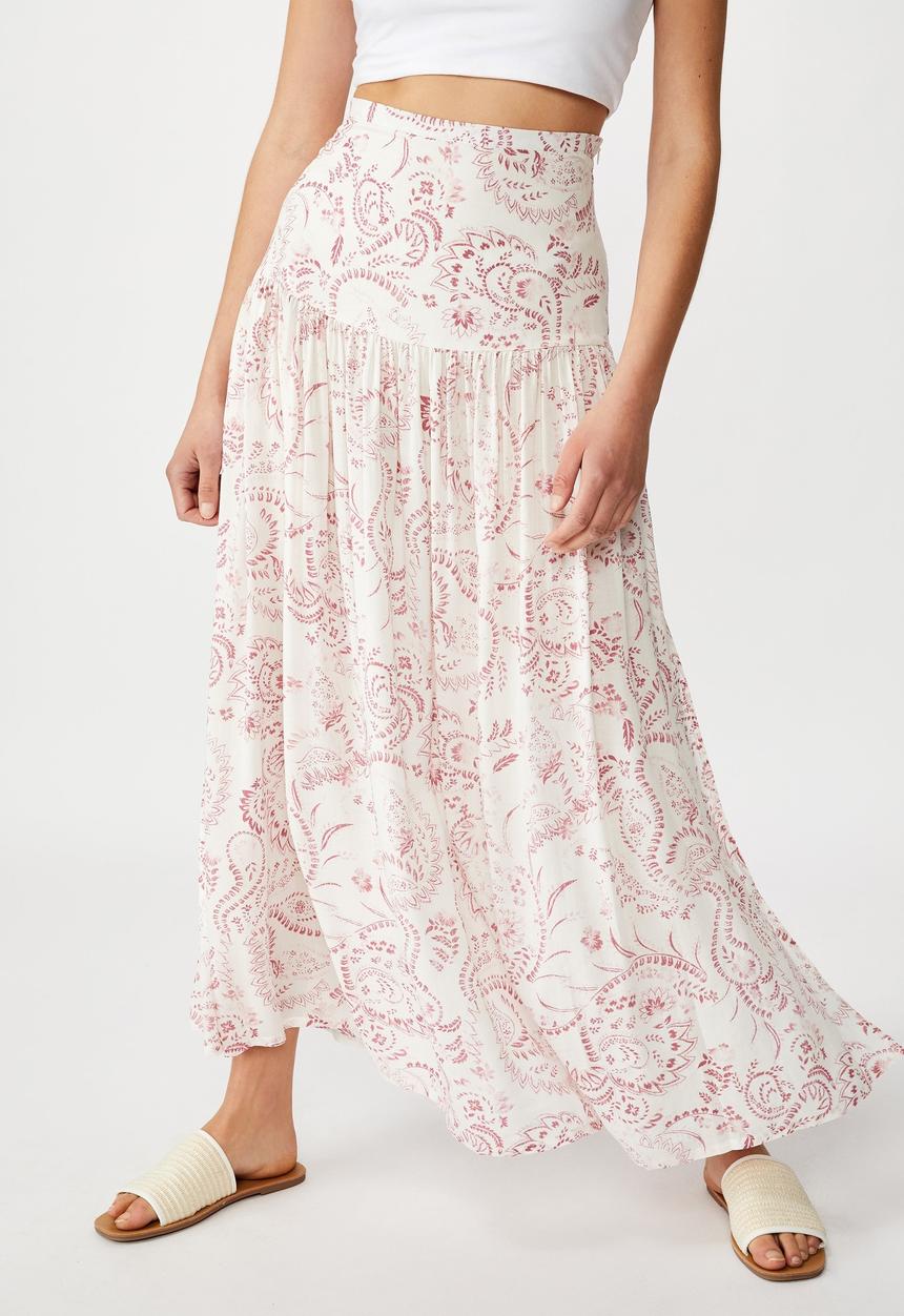 Cotton On - Nadia maxi skirt - white & pink