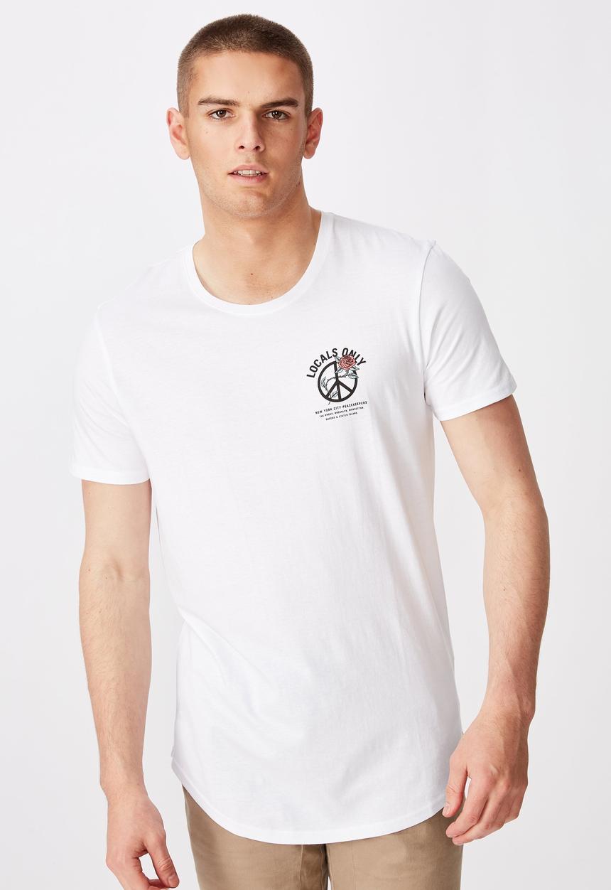 Factorie - Curved graphic T-shirt - white