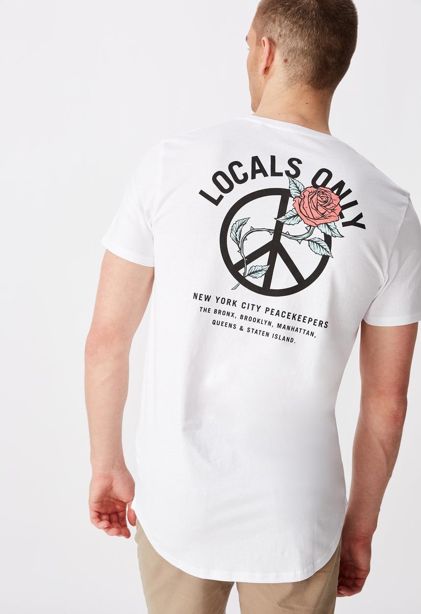 Factorie - Curved graphic T-shirt - white