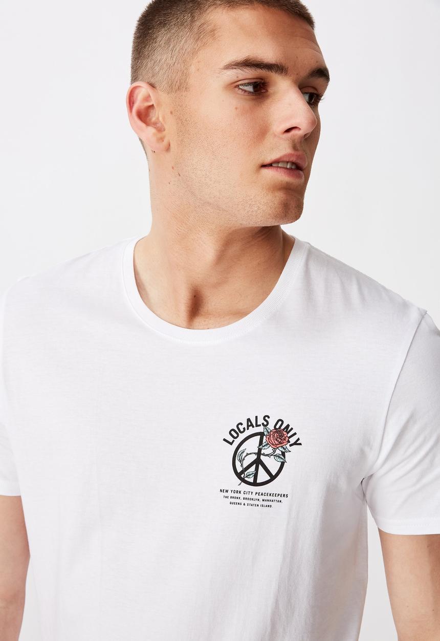 Factorie - Curved graphic T-shirt - white