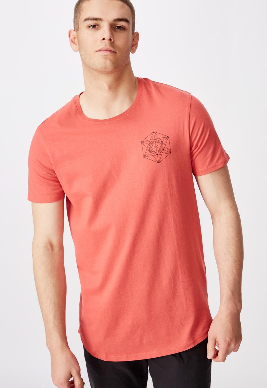 Factorie - Curved graphic T-shirt - coral