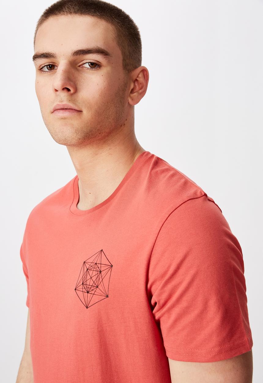 Factorie - Curved graphic T-shirt - coral