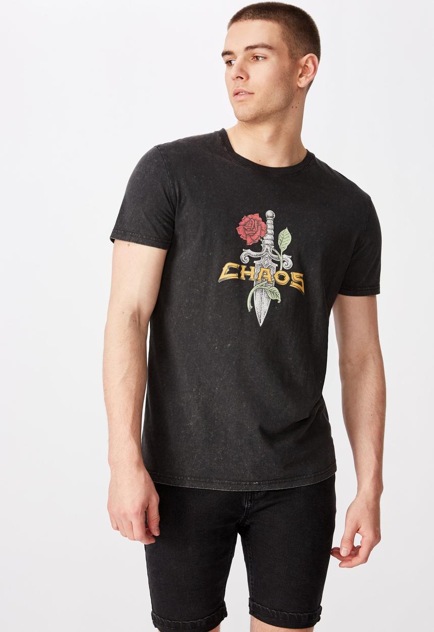 Factorie - Dagger slim graphic T-shirt - black